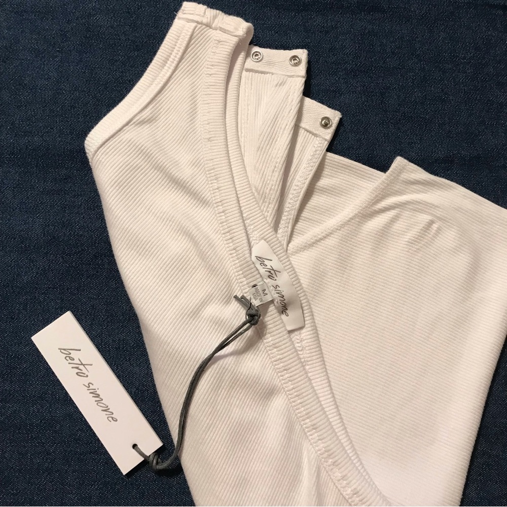 Betro Simone White Asymmetrical Ribbed Bodysuit. - Picture 11 of 11